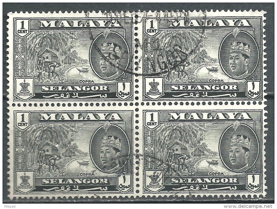 Selangor 1962 1c Block Of 4 - Fine Used - Selangor