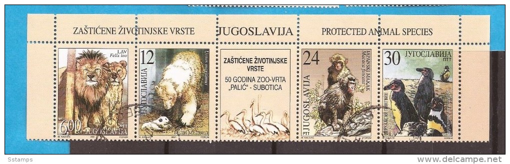 2001 X  3013-16  WWF JUGOSLAVIJA JUGOSLAWIENFAUNA LOEWE EISBEHR BIRDS ZOO-PALIC, SUBOTICA  STRIP USED - Used Stamps