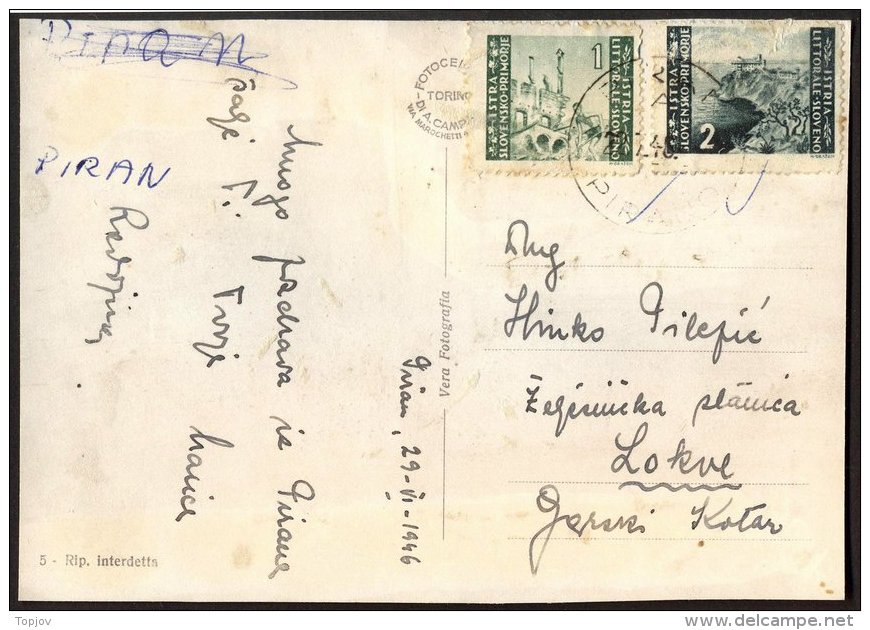 SLOVENIJA - TRIESTE - ZONA  B  - PIRAN - 1946 - Marcophilie