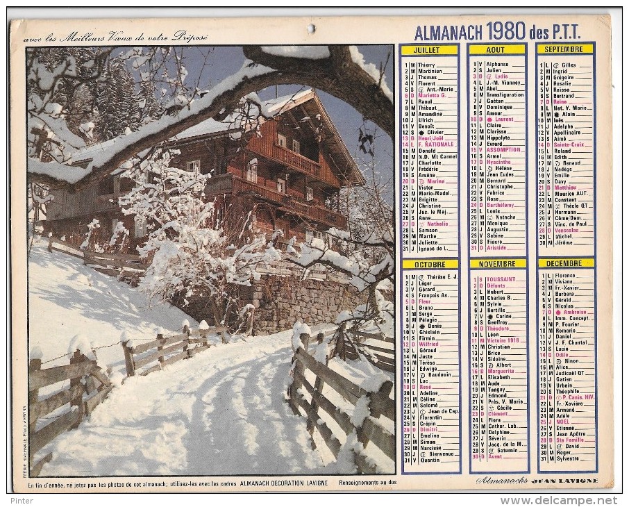 CALENDRIER - ALMANACH DES POSTES ET DES TELEGRAPHES - ANNEE 1980- REGION PARISIENNE - Grand Format : 1971-80