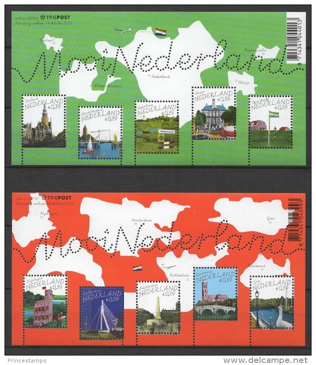 Nederland (2005) Yv. Bf. 86/87  /  Heritage - Ships - Culture - Bridge - Flags - Tourism - Monuments