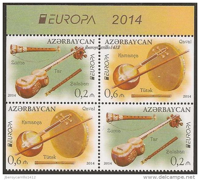 AZERBAIGIAN // AZERBAIJAN – EUROPA - CEPT 2014 TEMA ANNUALE "STRUMENTI MUSICALI" - DUE SERIES In BLOC Da LIBRETTI - 2014