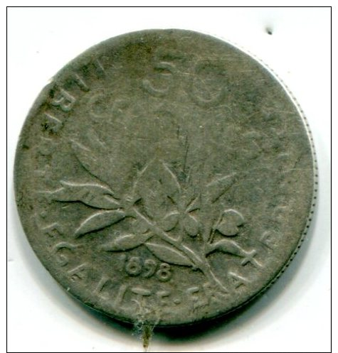 50 Centimes Argent 1898 état B - M004 - Silver Coin - Otros & Sin Clasificación