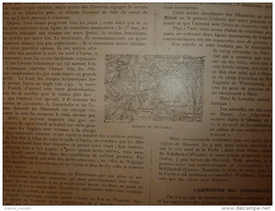 1915 JOURNAL De GUERRE : Metzeral; St-Jacques-Capel;Dixmude; Les Chiens-ravitailleurs;LUSI TANIA Coulé; Ludus Pro Patria - Französisch