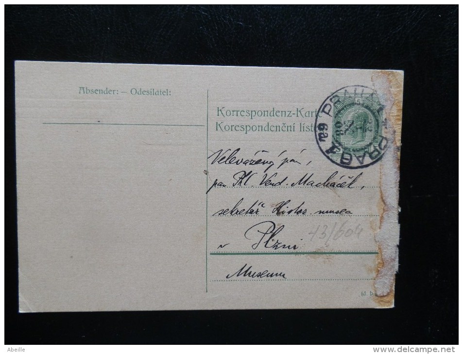 43/608    CP AUTRICHE  OBL.  PRAAG  1908 - Cartes Postales