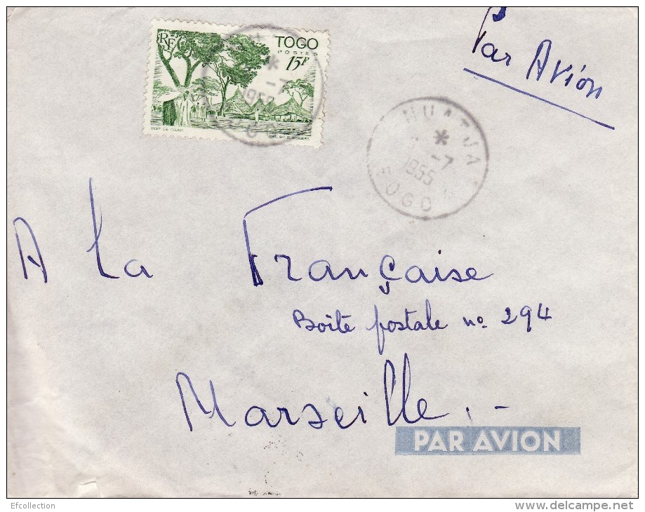 TOGO AFRIQUE COLONIE FRANCAISE LETTRE PAR AVION POUR LA FRANCE STAMP TIMBRE CASES CABRAISES MARCOPHILIE - Covers & Documents