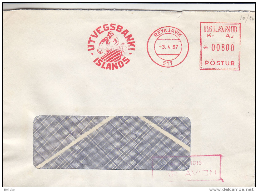 Islande - Lettre De 1967 - Oblitération Reykjavik - EMA - Empreintes Machines - Banques - Pêcheurs - Lettres & Documents