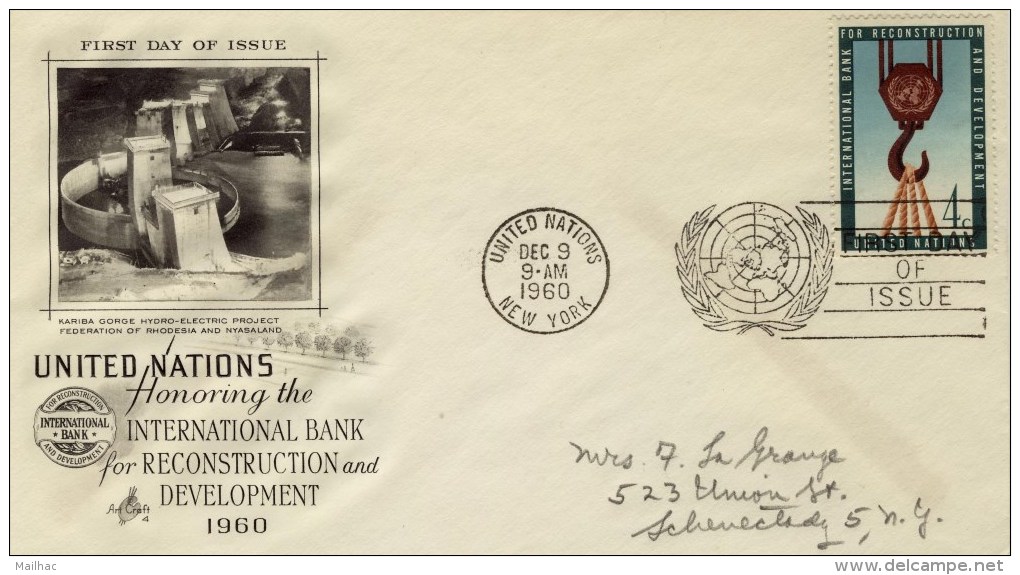 FDC Nations Unies 9 DEC 1960 - 4c - Reconstruction And Development - FDC