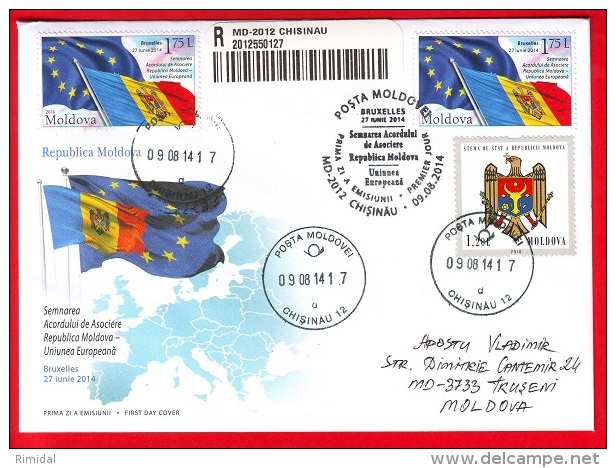 Moldova, Used FDC., Moldova - EU Association, 2014 - EU-Organe