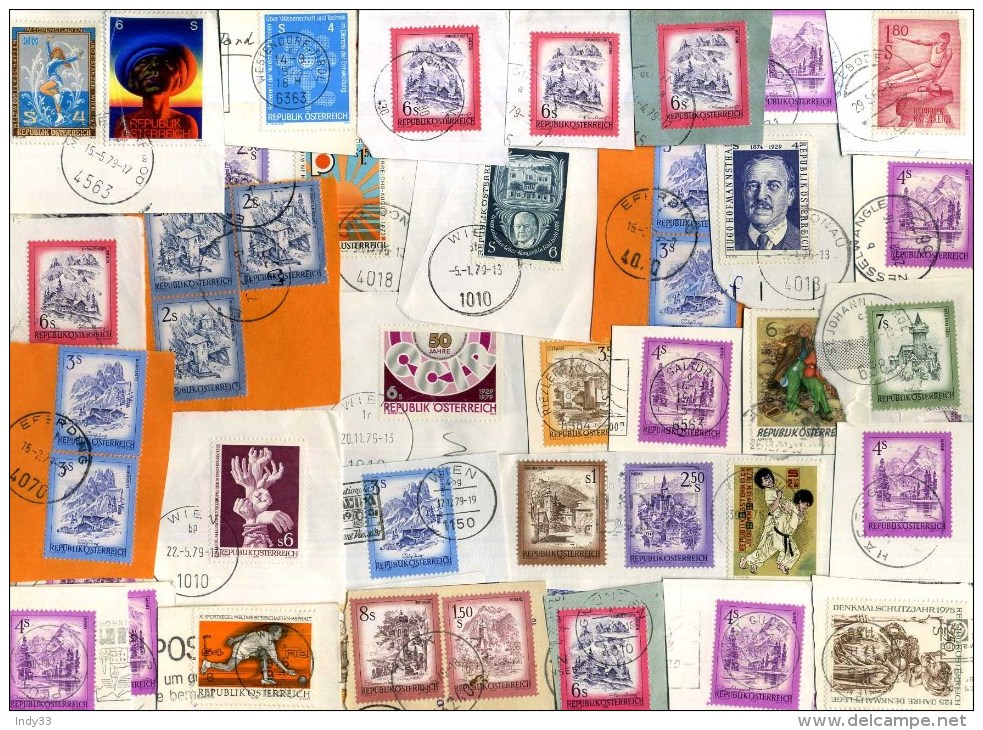 - LOT DE TIMBRES AUTRICHIENS SUR FRAGMENTS . OBLITERES . - Collections