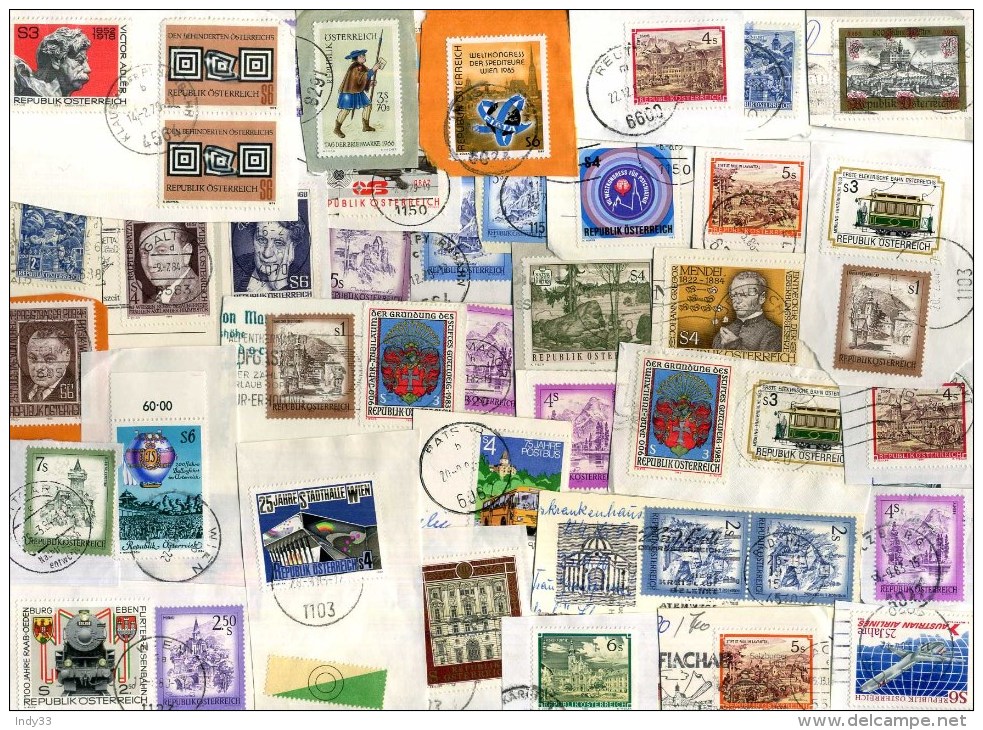 - LOT DE TIMBRES AUTRICHIENS SUR FRAGMENTS . OBLITERES . - Collections