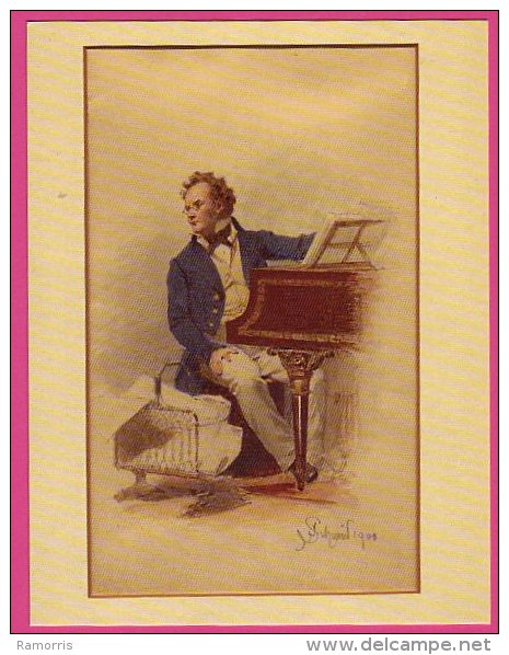 PC00006 Composer Franz Schubert At The Keyboard By Julius Schmid - Musik Und Musikanten