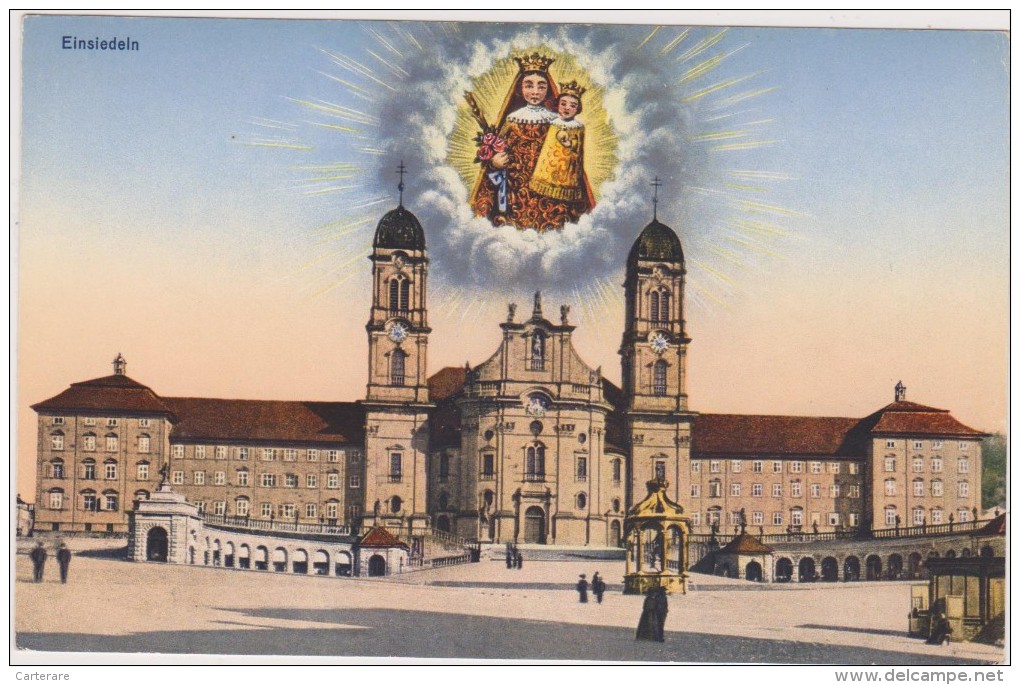 SUISSE,HELVETIA,SWISS,SWI TZERLAND,SVIZZERA,EINSIEDELN,SCHWYTZ,vierge Noire,abbaye,carte Ancienne - Einsiedeln