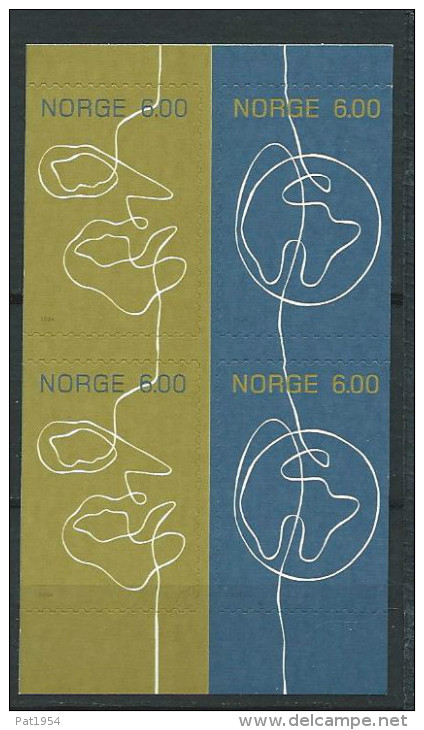 Norvège,  2004 Bloc De 4 Issu De Carnet N°1431/1432  Neufs**, Slogan De La Poste - Unused Stamps