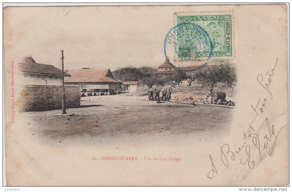 Carte Postale Ancienne,MADAGASCAR  NORD Il Ya + 100 Ans,DIEGO-SUAREZ,ANTSIRAN ANA,FRANCE COLONIE,timbre Cotée,marcophili - Madagaskar