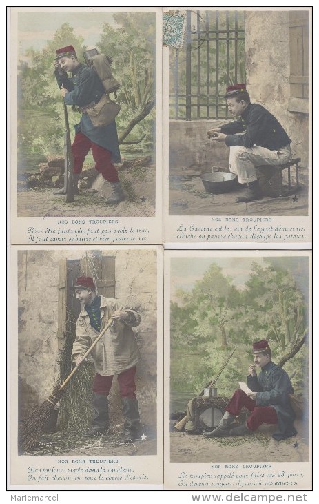 NOS BONS TROUPIERS - LOT DE 5 CARTES - MILITAIRES - MARQUE ETOILE SERIE 1076 -  état Voir Descriptif - Humor