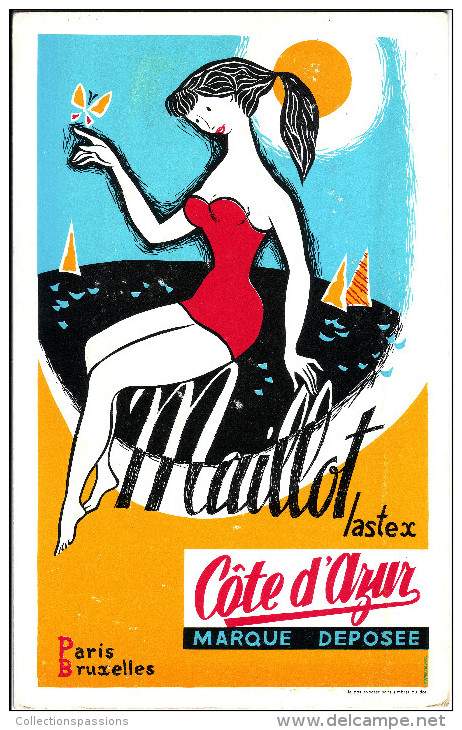 Carton Publicitaire. Maillot De Bain. Maillot Lastex. Côte D'Azur. Pin Up - - Plaques En Carton