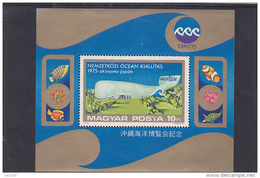 WHALE, EXPO 1975 JAPAN, MINT** HUNGARY. - Baleines