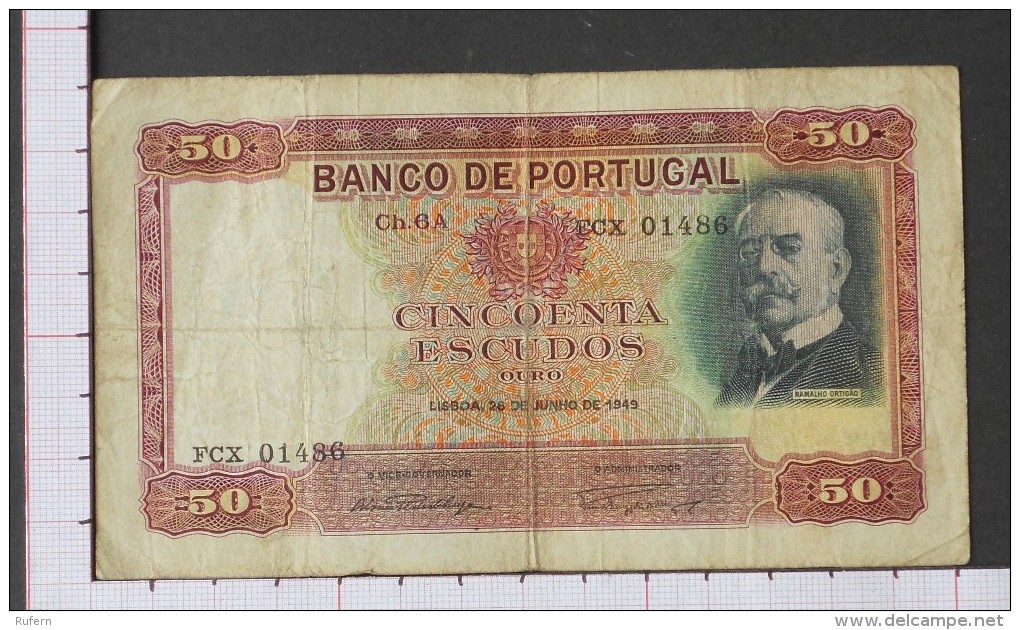 PORTUGAL  50  ESCUDOS  1949  (28-06-1949) - 2 Scans -  (Nº07987) - Portugal