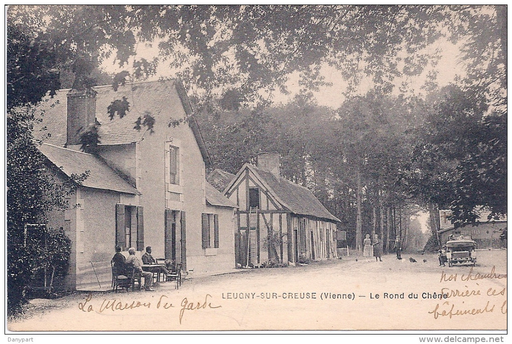 86  LEUGNY SUR CREUSE LE ROND DU CHENE BIEN ANIME CARTE TRES PEU COURANTE 1922 - Other & Unclassified