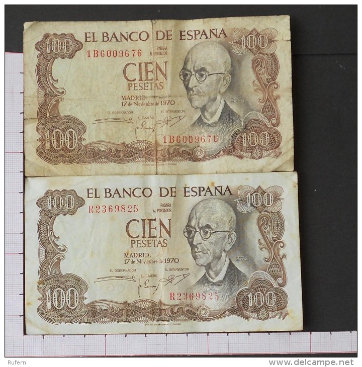 SPAIN        2 BANKNOTE - 17-11-1970 - 2 Scans -  (Nº07995) - 100 Peseten