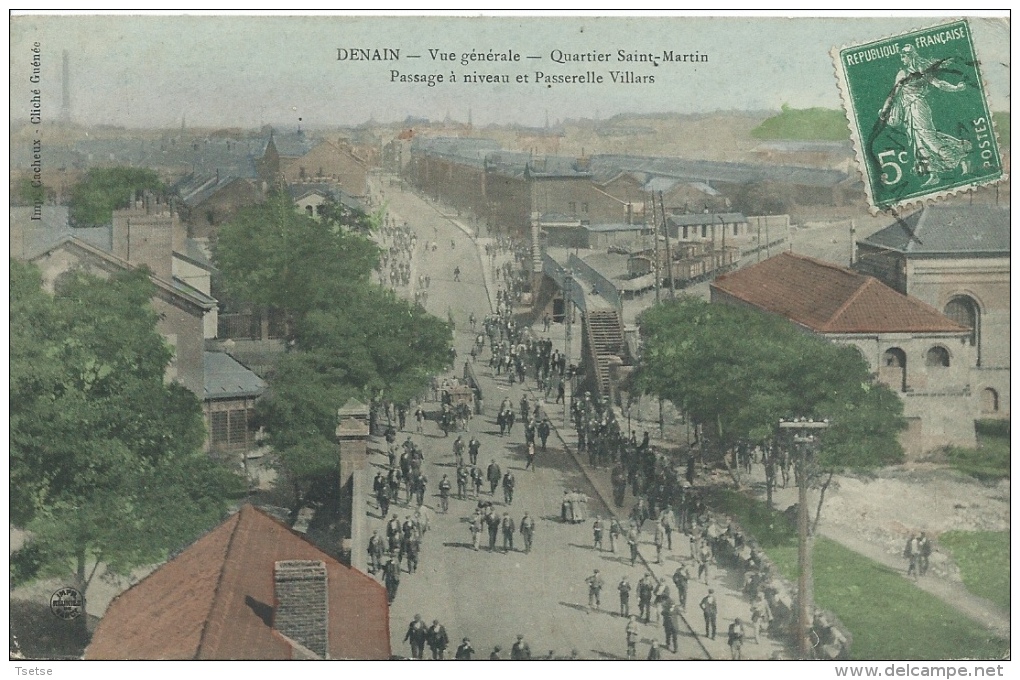 Denain - Vue Générale - Quartier Saint-Marin - Passage à Niveau Et Passerelle Villars ( Voir Verso ) - Denain