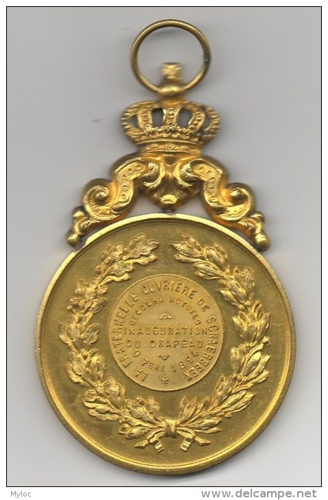 Médaille Bélière Décorative. La Fraternelle Ouvrière De Schaerbeek. Inauguration Du Drapeau. 1894 - Firma's