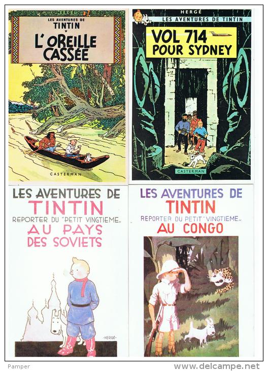 TINTIN  :   8  CARTES  POSTALES  -  NR  2/4/61/0/21/25/40/SOVJETS - Tintin