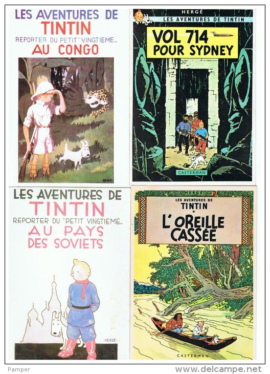 TINTIN  :    6  CARTES  POSTALES  -  NR  2/4/10/21/25/SOVJETS - Tintin