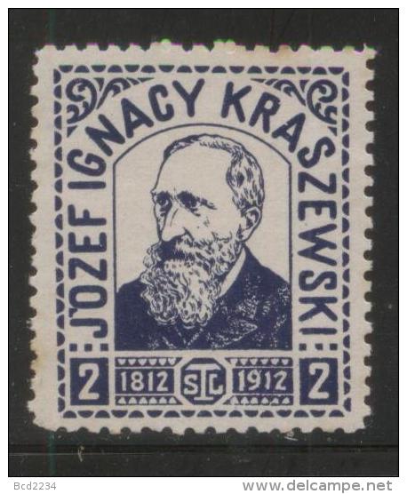 POLAND 1912 JOZEF IGNACY KRASZEWSKI NHM AUTHOR TSL POSTER STAMP Writer Publisher Historian Journalist Scholar Painter - Vignetten