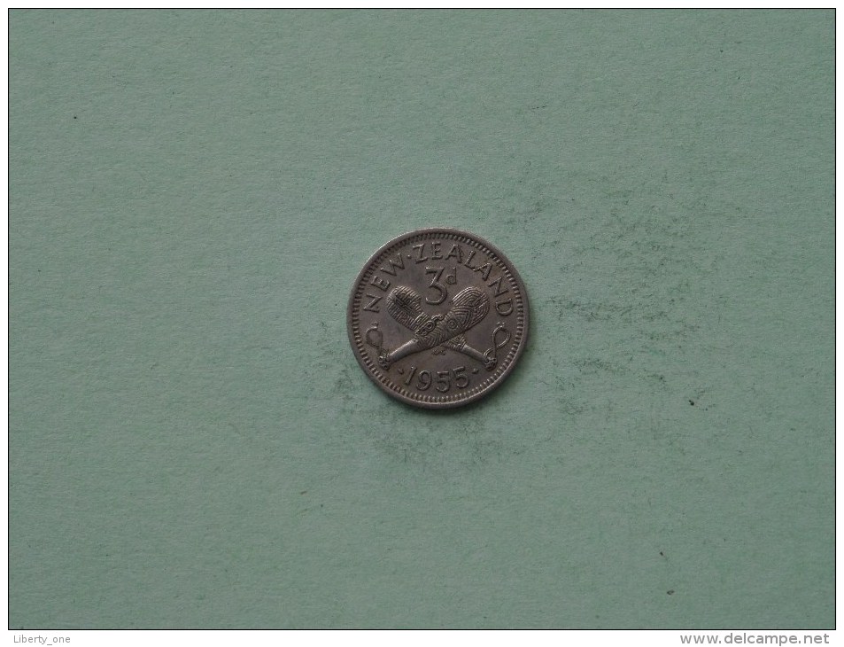 1955 - 3 Pence / KM 25.1 ( Uncleaned / For Grade, Please See Photo ) ! - New Zealand