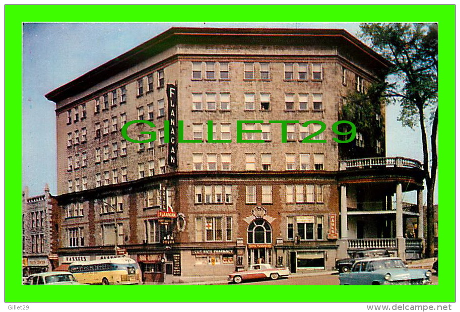 NEW YORK CITY, NY - FLANAGAN HOTEL NEAR THE ST LAWRENCE SEAWAY - ANIMATED WITH CARS - TRAUTMANN STUDIOS - - Bars, Hotels & Restaurants