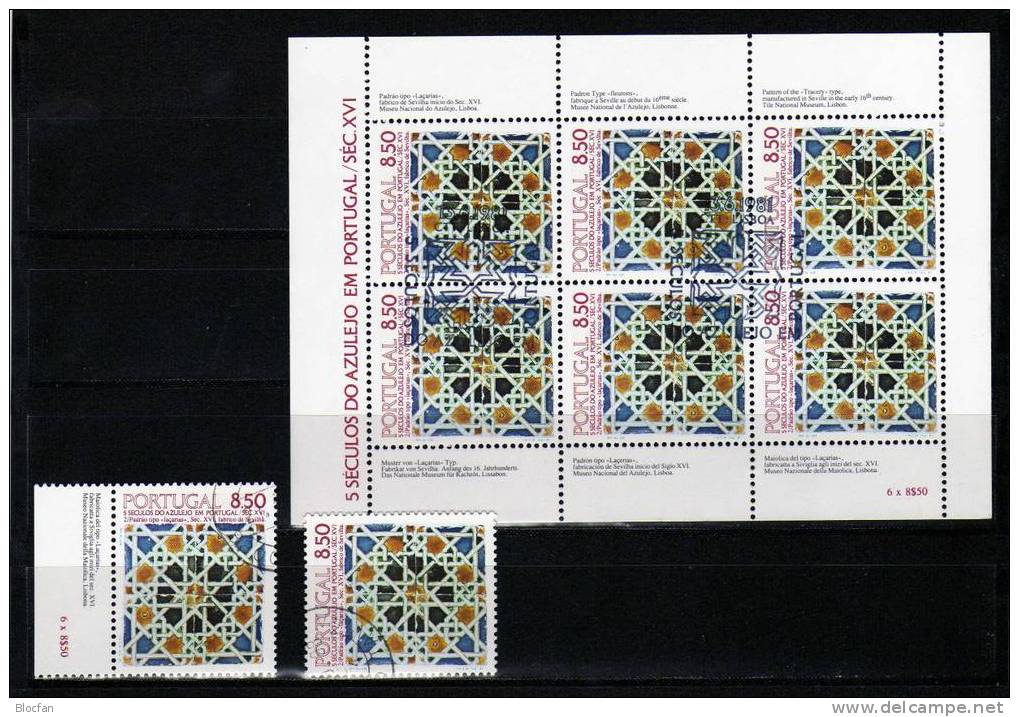 Azulejos-Wandkachel I 1981 Portugal 1535y+6-KB O 7€ Kathedrale Ciombra Muster Lacarias Bloque Hojita M/s Sheetlet Bf Art - Full Sheets & Multiples