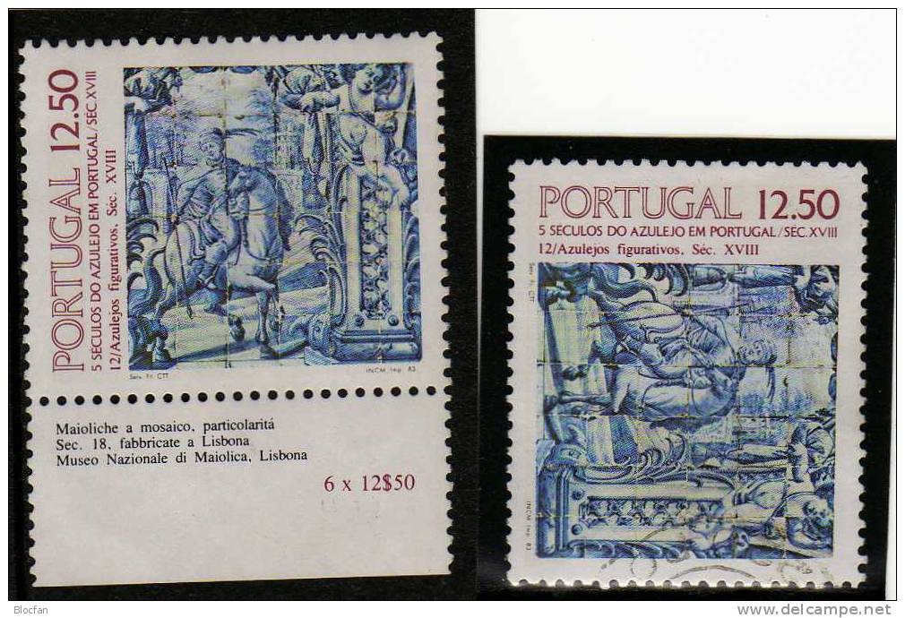 Azulejos 12Esc. Wandkacheln III 1983 Portugal 1614,y+Kleinbogen O 8€ Kachel Reiter Vor Palast Bloque M/s Sheetlet Bf Art - Usado