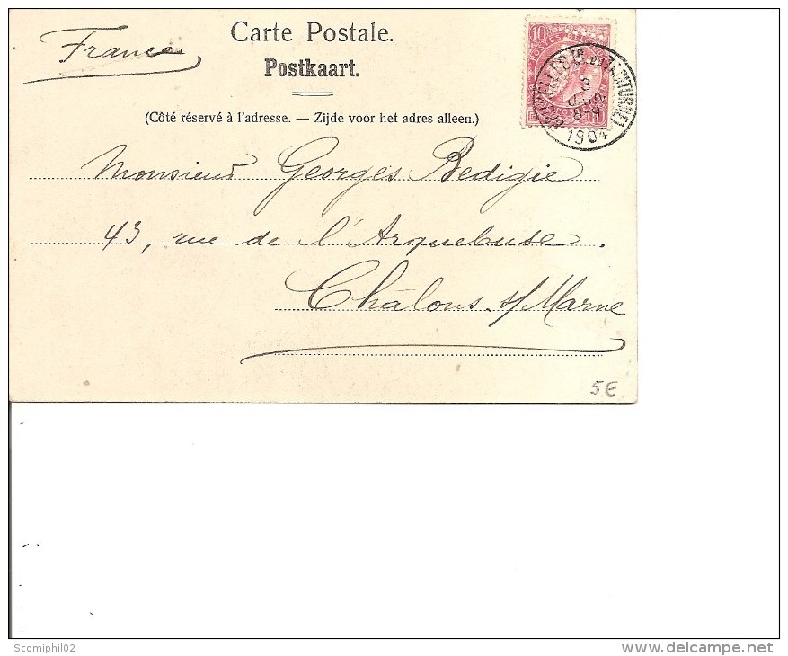 Belgique ( Carte Postale De 1904 Avec Timbre Perforé Vers La France à Voir) - 1863-09