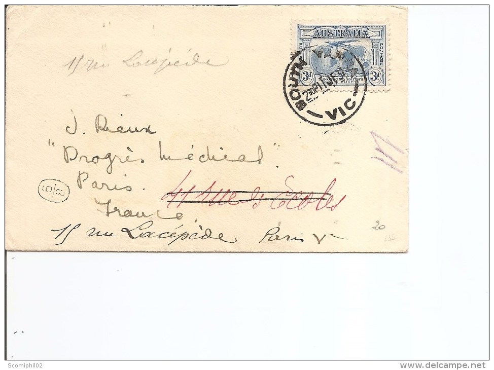 Australie ( Lettre De 1931 Vers La France à Voir) - Brieven En Documenten