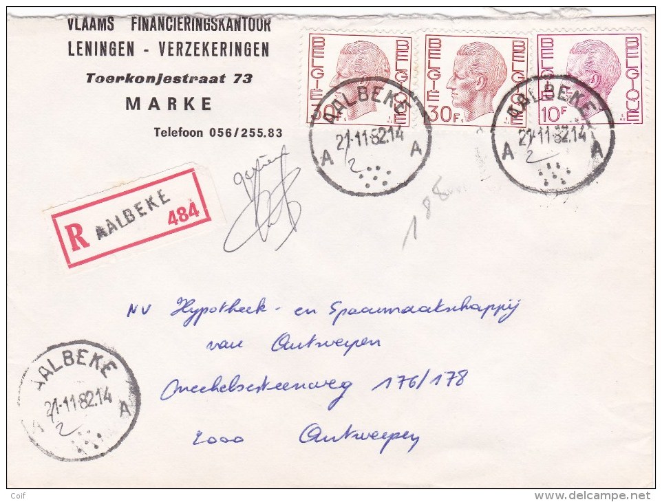 1584+1649 Op Brief Aangetekend Met Stempel AALBEKE - 1970-1980 Elström