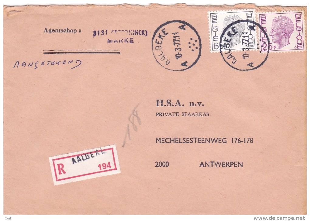 1744+1748 Op Brief Aangetekend Met Stempel AALBEKE - 1970-1980 Elström