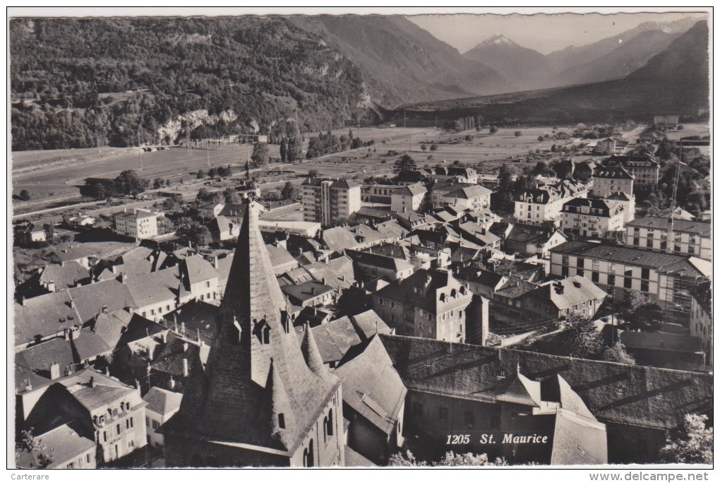 SUISSE,SWITZERLAND,SWISS, HELVETIA,SCHWEIZ,SVIZZERA ,VALAIS,SAINT MAURICE EN 1950,AGAUNE,ABBAYE - Saint-Maurice