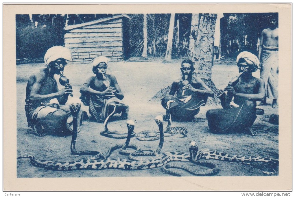 CARTE POSTALE ANCIENNE,COLONIE,ASIE,ASI A,SRI LANKA,CEYLON,CEYLAN,métie R,charmeur De Serpent,serpent Dangereux - Sri Lanka (Ceylon)