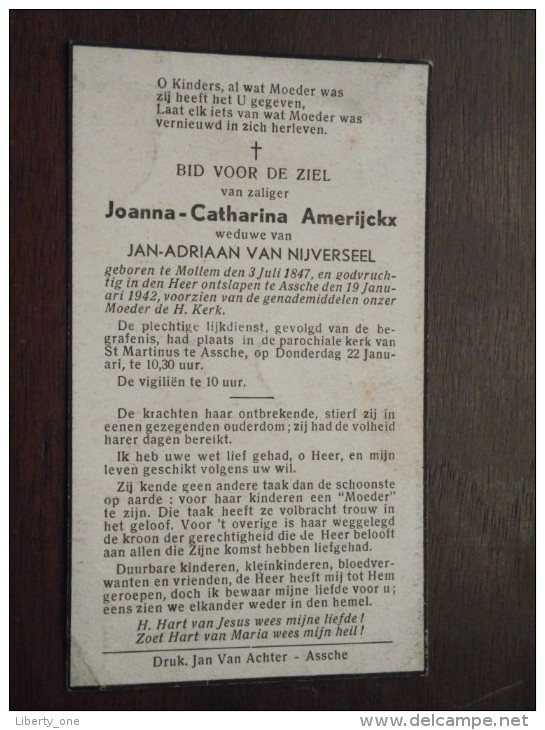 DP Joanna-Catharina AMERIJCKX ( Van Nijverseel ) Mollem 3 Jul 1847 / Assche 19 Jan 1942 ( Details Zie Foto´s ) ! - Godsdienst & Esoterisme