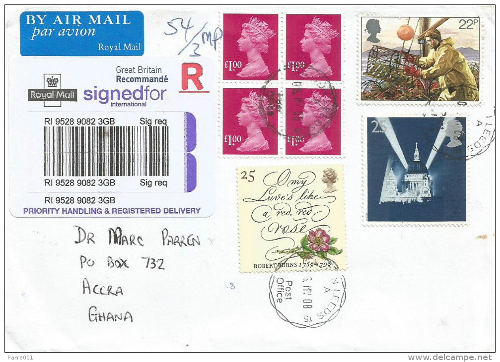 UK GB 2008 Leeds St Paul Cathedral Fishing Signed For Barcoded Registered Cover - Marcofilie