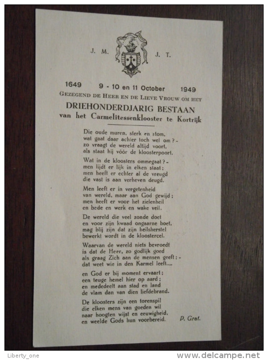 CARMELITESSENKLOOSTER Driehonderdjarig Bestaan Kortrijk Regina Decor Carmeli - Anno 1649/1949 ( Details Zie Foto´s ) ! - Religion & Esotericism