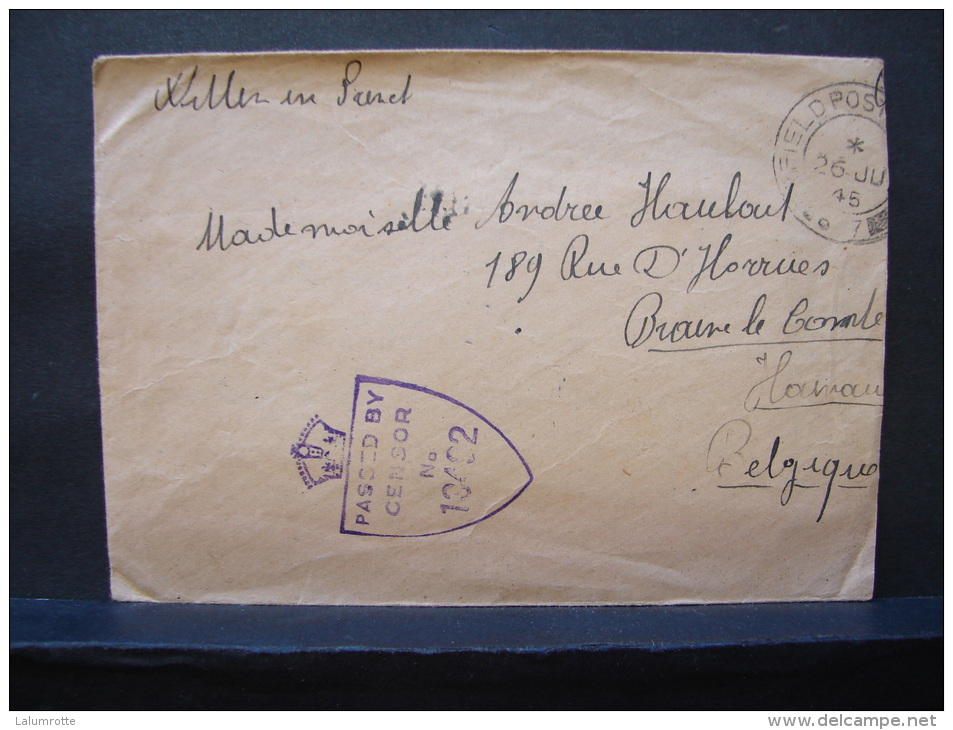 LetDoc. 34. Lettre Du Soldat Vandenberg Arnold à Melle Andrée Haulout De Braine Le Comte. Cachet Passed By Censor 1945 - Weltkrieg 1939-45 (Briefe U. Dokumente)