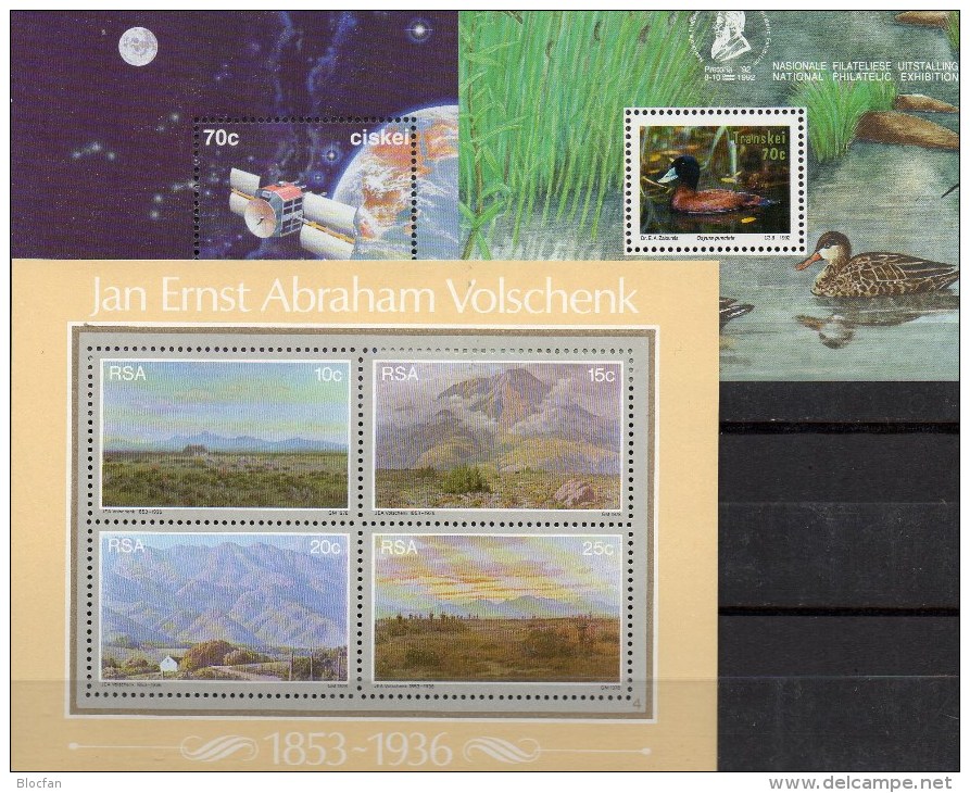 Gemälde 1978 Südafrika Block 6 Ciskei Bloc 7 Transkei Bl.9 ** 21€ Kosmos Vögel Philatelic Art Sheets Bf South Africa RSA - Neufs