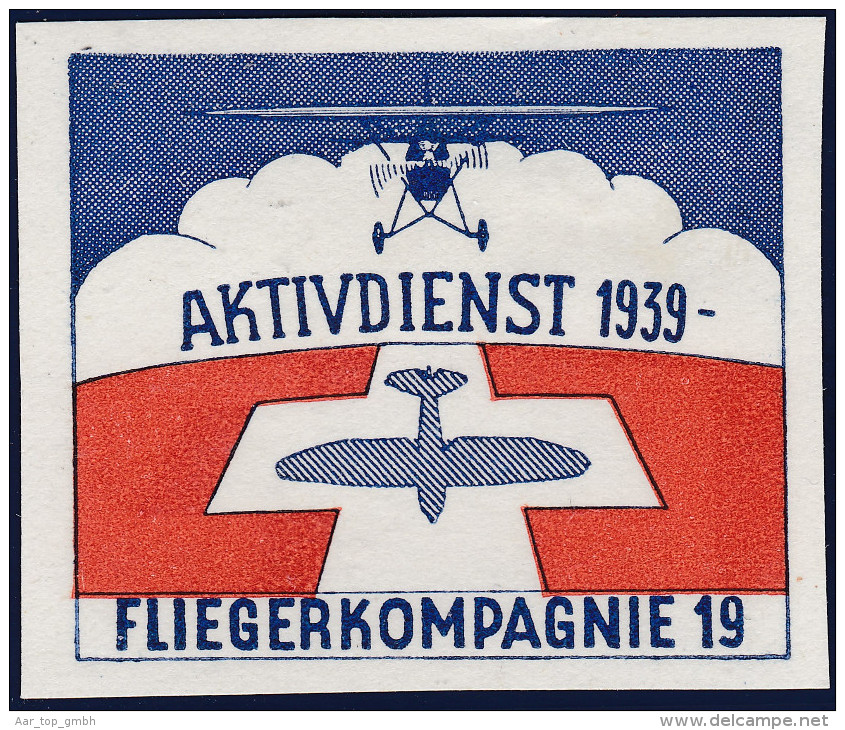 Schweiz Soldatenmarke Flieger Fliegerkompagnie 19 * Falz - Vignetten