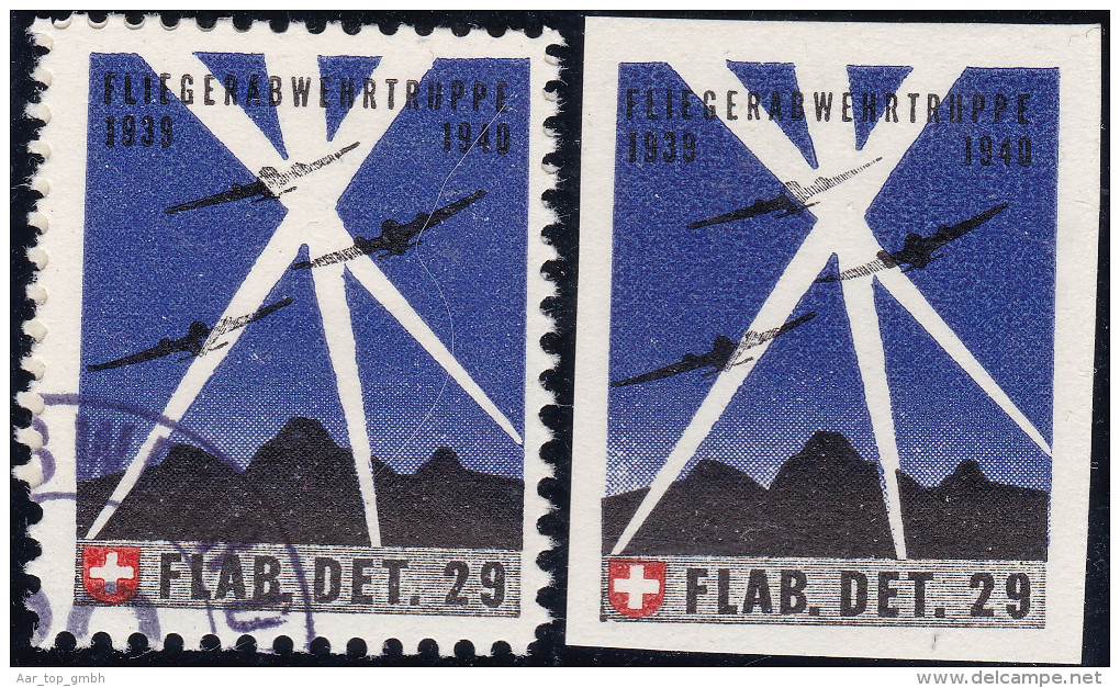 Schweiz Soldatenmarke 1940 Fliegerabwehr Flab.Det.29 Gestempelt - Vignettes