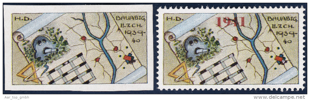 Schweiz Soldatenmarke 1940/41 HD Baudienst H.D. Bauabtg.II.Zch #9+10 * Falz - Vignettes