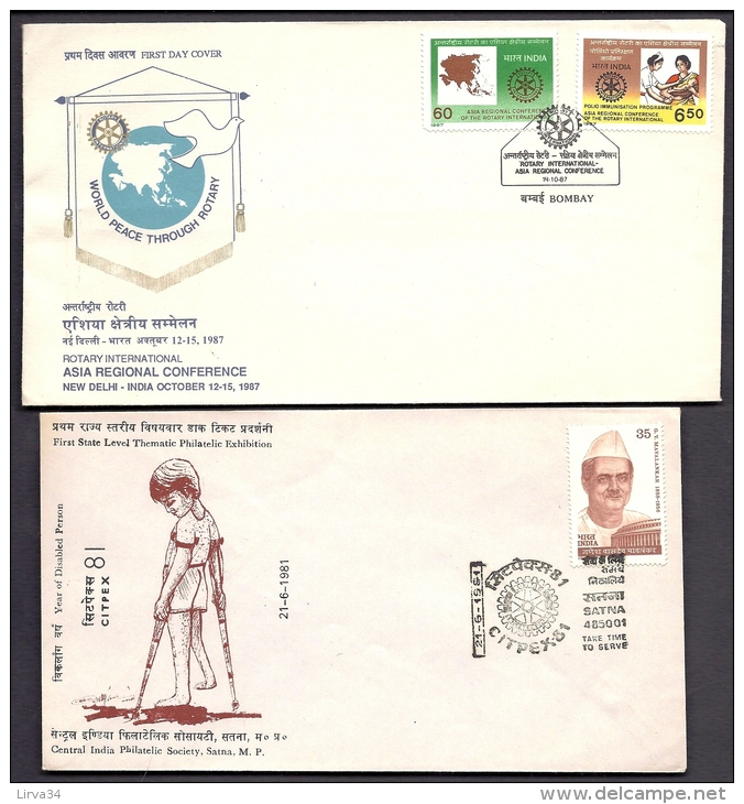 LOT 4 LETTRES ROTARY INTERNATIONAL- INDE- LETTRES ILLUSTRÉES- CAD DE 1980- 1981- 1987- 2 SCANS - Rotary, Lions Club