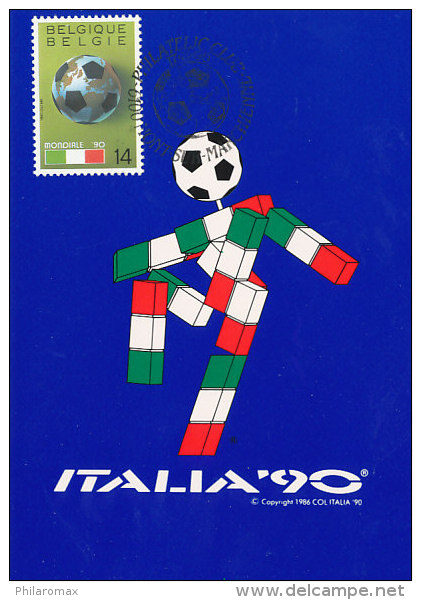 D17981 CARTE MAXIMUM CARD TRIPLE 1990 BELGIUM - WORLD CUP ITALY SOCCER - CP ORIGINAL - 1990 – Italy
